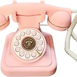 Corded Retro Phone Decorative Vintage Old Phone for Bedroom Study Home Decor Pink | Corded Telephones | Home Telephones & Accessories-image-27