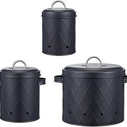 3Pcs Farmhouse Kitchen Canisters Set Pots Tins for Camping Picnic Countertop Black-image-43
