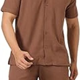 Jacquard Cotton Rich Co-Ord Set for Men | Short Sleeve Shirt with Relax Fit Shorts | Men Casual Cotton Night Suit-image-46