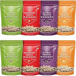 Rooted Delight All Time Favourite Makhana Combo Roasted Makhana | Pack of 8 (35g each) Low Calorie Healthy Puffed Snacks | Roasted Foxnuts | Garlic and Onion | Gluten Free | Zero Cholesterol & Trans Fat-image-19