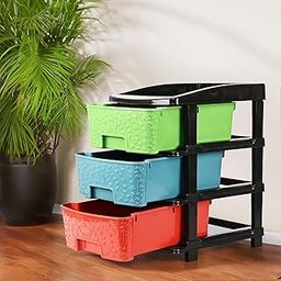 Kuber Industries 3-Tier Multipurpose Plastic Drawers Storage Organizer | Cabinets/Storage Rack for Kitchen | Space-Saving Kids Toy & Bedroom Shelf for Home/Office | Multicolor-picture-8