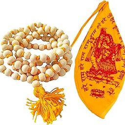 Atmaling® Original Tulsi Japa Mala with 108 Beads for Mantra Chanting, Comes with a Orange Gomukhi Cotton Bag, Perfect for Spiritual practices and Meditation-20