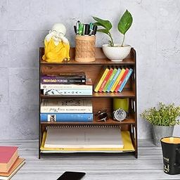 GKD Book Rack 4 Layer Wooden Book Stand for Table Multipurpose Home dcor Storage Rack Premium Bookcase Showcase Organizer for Study Table Office Desk Book Shelf for Wall (DIY) (Wood)-24