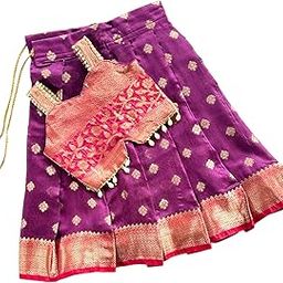 Baby Girl Lehenga/Pattu pavadai (Border-Lace)-image-54
