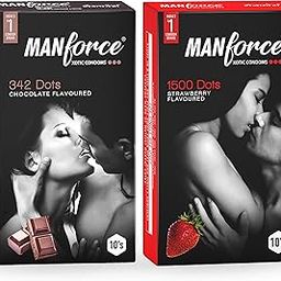 Manforce Combo - Xotic Chocolate, Strawberry Flavoured | 20 pcs |Extra Dotted, Contoured, & Lubricated Latex Condoms-52