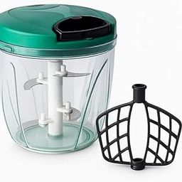 Handy XL Vegetable Chopper 1000ml | Manual Food Processor & Onion Cutter with 6 Sharp Blades | Fruit Nut Grinder, Salad Maker & Slicer | Hand Pull Chopper for Kitchen Use – Plastic, 30W-image-49