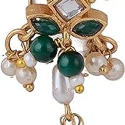 Gold Plated Brass Trendy Clip moti beads guchhedar Marathi Nath Besar For Women-image-94