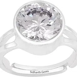 sidharth gems 5.25 Ratti 4.00 Carat Natural Quality Rashi Ratna Astrological White Zircon Stone Silver Adjustable Ring for Men and Women-picture-32