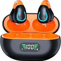 Haiseire AI Languages Translator Earbuds,Translation Earbuds Real Time,Open Ear Clip-on Translating Headphones,Audifonos Traductores Inglés español,Wireless Translation Earbuds,Orange Black-picture-24