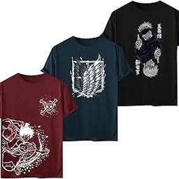Crazy Guy Mens Cotton Anime Tshirt | Satoru Gojo T-Shirt | Anime Tshirt Combo Pack of 3 | One Piece T-Shirt-image-1