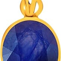 Certified Blue Sapphire Neelam 6.5 Carat or 7.25ratti Panchdhatu Alloy Gold Plating Astro Pendant for Men & Women-image-99