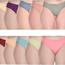 Women's Cotton Blend Hipsters Regular Solid Panty Pack 10/See Main Image to Check Which Design Set & Colour You Will Get-picture-25