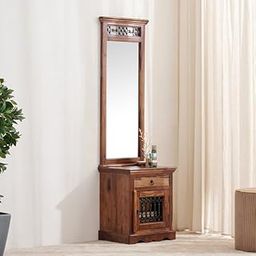 Home Centre Helios Kian Sheesham Wood Dresser Mirror with Drawer - Brown-image-89
