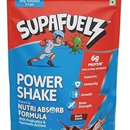 Supafuelz Power Shake Health Drink for Kids for Height Growth (3-7 Years), Immunity Booster for Kids, Nutrition Drinks with 6g Protein, Shankhapushpi, Brahmi & 33 Vital Nutrients, (Dutch Cocoa, 400g)-image-5