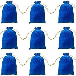 DLC set of 10 Velvet Potli Bags for Return Gifts, 5x7 inch Blue color pouch for Wedding gifts, Women Jwellery Handbag by Dulhan-image-90