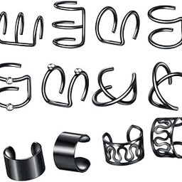Stainless Steel Ear Cuff Helix Ear Clip On Wrap Earrings Unisex Black-image-22