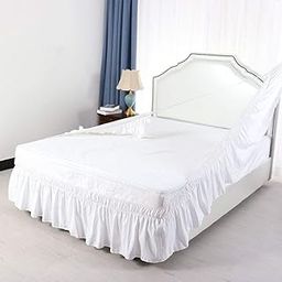 Microfiber King Size Easy Fit with Elastic Bed Skirt (White, 78" x 80")-23