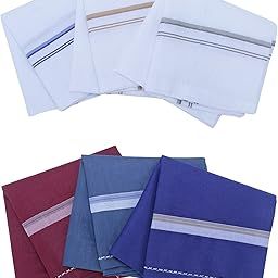 Men's White and Dark Color Striped Premium Handkerchief - Pack of 06-image-66