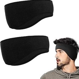 Fleece Ear Warmers Headband/Ear Muffs Winter 2 PCS Headbands for Adults Men & Women, Stay Warm & Cozy with our Thermal Polar Fleece & Performance Stretch, Black, 2 count (Pack of 1)-image-38