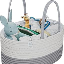 KiddyCare Baby Diaper Caddy Organizer - Stylish Rope Nursery Storage Bin - 100% Cotton Canvas Portable Diaper Storage Basket for Changing Table & Car - Top Baby Shower Gift-image-90