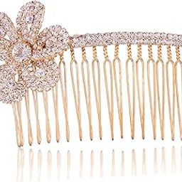 Gold Plated Stunning and Dazzling Rhinestones Studded Floral Design Contemporary Style Hair Comb Pin/Hair Pin for Women and Girls Pack of 1-image-40