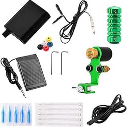 JAZZY PEARLS Complete Tattoo Machine Set Power Supply Foot Pedal Needle Kit Green EU Plug-picture-32