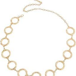 Women's Decorative Waist Chain For Long Shirt Dress Crystal Rhinestone Belt (Gold)-image-84