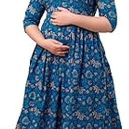Ronak Fashion Women's Printed Maternity Feeding Gown Dress with Zipper-image-67