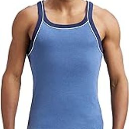 US54 Men's Super Combed Cotton Rib Square Neckline Slim Fit Gym Vest with Back Panel Graphic Print (Shoulder Starp Color May Vary)-image-85