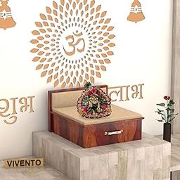 VIVENTO Laddu Gopal Ji Bed with Mattress & Headboard Cushion - Kahna Ji Bed with Drawers Storage, Stylish Design, Ultimate Comfort - Ideal for Organized Home Temples - Sheesham Wood (Teak Finish)-image-43