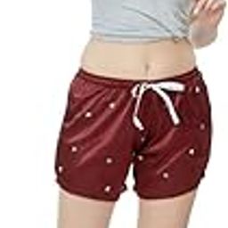 Printed Women Maroon Night Shorts-24