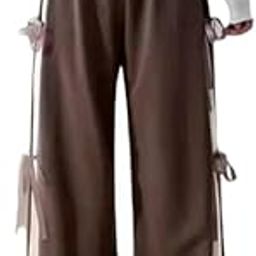 Women’s Stylish Cargo Pants with Ribbon | Mide Waist Cotton Blend Trousers | Casual Streetwear Utility Joggers-image-110