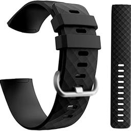 CellFAther Silicone Bands Compatible with Fitbit Charge 4/Charge 3 & SE, Waterproof Strap Fitness Sport Wristband for Women & Men, (Large 180-221 MM) (Black) (Watch Not Included)-image-7