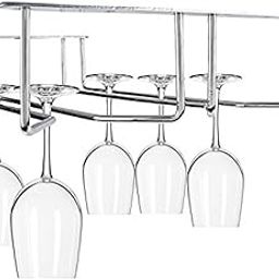 KEEPWELL Stainless steel Wine Glass Upside Down Glass Hanging Rack/Wine Glass Holder/Stemware Hanging Holder/Stemware Organizer for Pubs/Kitchen/Bars (Double Line) (15.5 IN LONG)-image-67