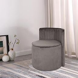 ROUNDHILL FURNITURE Ottoman Pouffes Sitting Mudda with Backrest for Home Décor Living Room - Grey-image-44
