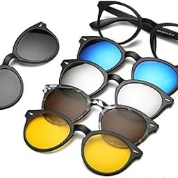 6 In 1 Polarized Magnetic Clipon Rectangular UV Protected Sunglasses Eye Glasses With 400 Night Vision Men Women Unisex-image-70