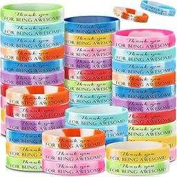 Sieral 120 Pcs Inspirational Wristbands Motivational Silicone Bracelets Thank You Gift Bulk Rubber Bands Stretch Bracelets for Volunteer Teacher Team Employee Appreciation Gift-image-28