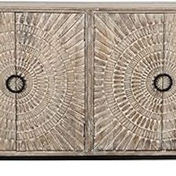 TGF Furniture Store Rustic Wooden Sideboard Cabinet with Sunburst Design, 2-Door Accent Cabinet, Whitewashed Finish with Black Legs, Storage Unit for Living Room, Entryway & Dining Room-image-43