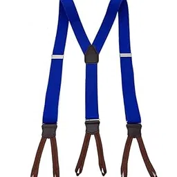 yashidun Men's Leather Elastic Suspenders with 6 Button Loops and Y Shaped-picture-0