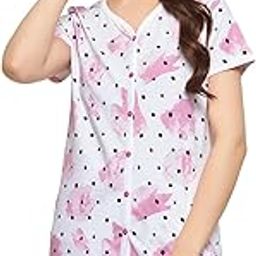 Women's Cotton Printed Dot Print Button Down Top & Shorts Set-image-47