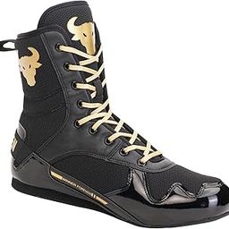 Black Boxing Shoes for Men and Women Lace Up Non-Slip Rubber Sole Lightweight | Knockout High Top Boxing-19