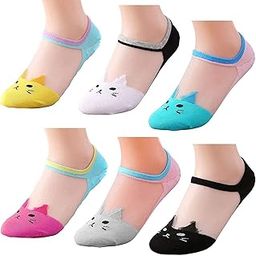 Multicolour Transparent Ankle Length Cotton Kitty Net Socks For Women/Girls-picture-43