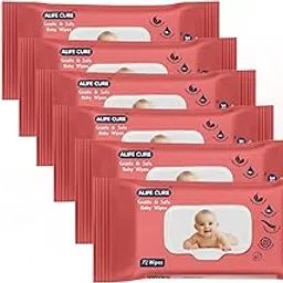 Alife Cure Gentle Baby Wipes With Lid, 72 Wipes, 98% Water, pH Balanced, Paraben Free, Pack of 6-picture-18