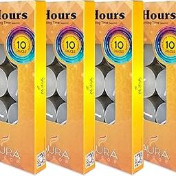 AuraDecor Tealight Candles Pure Wax, Unscented, 9 Hours Burning time, White Unscented Tea Light Candles (Pack of_40)-23