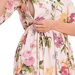 PS Women's Pure Cotton Floral Printed Maternity Feeding Anarkali Kurti | All Over Print Maternity Gown-picture-17