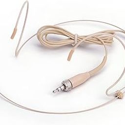 Sujeetec Headset/Headworn Microphone â€“ 3.5mm Screw Lock Microphone for Sennheiser Wireless System & Bodypack Transmitter-Beige Dual Earhook Omnidirectional Headset Head Mic-image-44