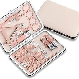 Barretden Piece Nail Care Kit - Complete Manicure Pedicure Set With 18 Stainless Steel Tools & Leather Case-47
