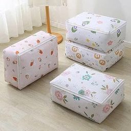 Waterproof Storage Bag Anti Dust Large Storage Bag Clothes Quilt Blanket Sort Home Organizer Boxes for Wardrobe/Shirt/Saree Cover/Mesh Cloth Zipper Packing Bags for Moving, College Dorm 2 pcs-image-43