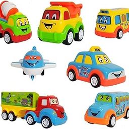 Galaxy Hi-Tech® Pull Back Car Exclusive, Non Toxic Unbreakable Automobile Car Toy Set, Pull Back Truck Toy Aeroplane Set for Kids Boy and Girl (Multi Colour, Pack of 7)-7