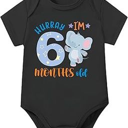 Monthly milestone six months birthday unisex cotton baby romper for new born. Half year baby dress photoshoot items.-image-72